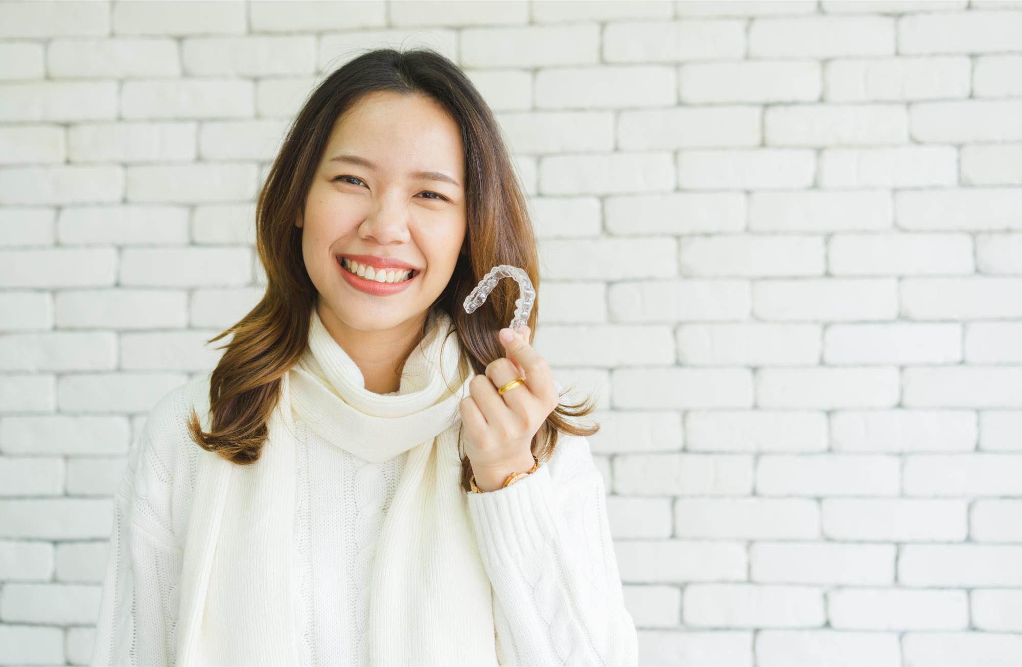 Patient smile after orthodontic treatment